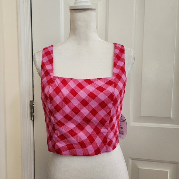 NWT Scoop Women's Square Neck Fitted Poplin Crop Top Size S - Picture 2 of 10